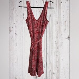 Michael Kors Red Patterned Midi Dress Size L